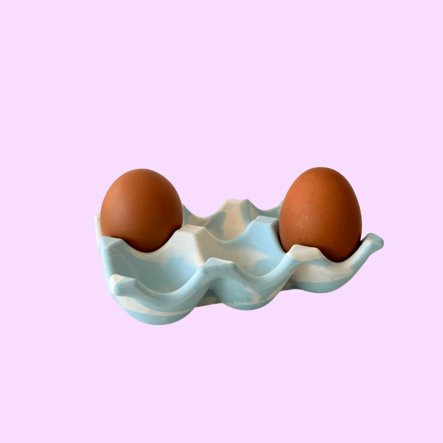 Rangement pour œufs artisanal et écologique bleu pastel