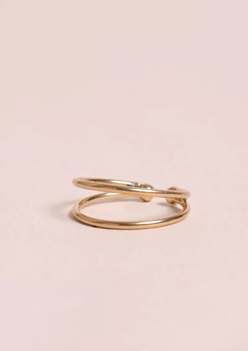 Bague avec deux anneaux en plaqué or, réglable, fabriquée en France Waekura
