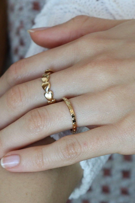 Bague avec des cœurs plaqué or, réglable waekura.