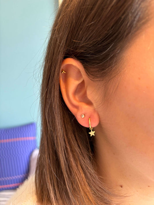 boucles d'oreilles créoles étoile acier inoxydable