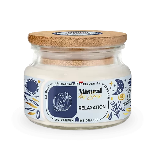 Bougie parfumée relaxante et apaisante, fabriquée en Provence.
