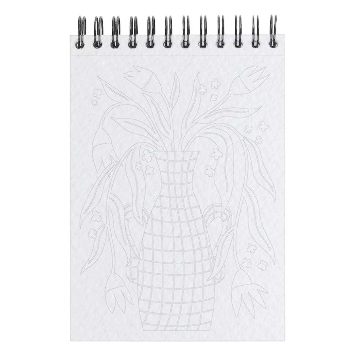 Coloriage pour adultes avec des fleurs et un vase.