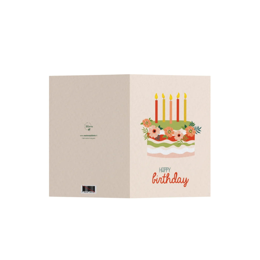 Carte d'anniversaire avec un gâteau, Maison Joliette.