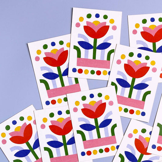 Carte postale Maison Ribambelle colorée à offrir ou à exposer.