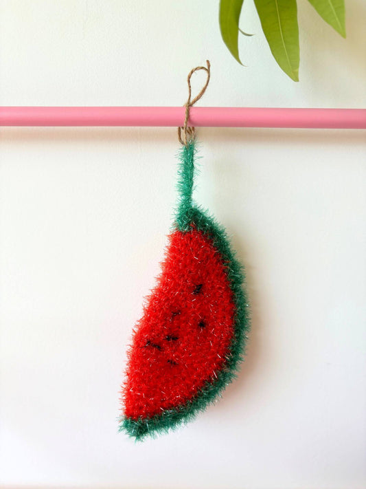 éponge lavable tawashi en forme de pastèque.