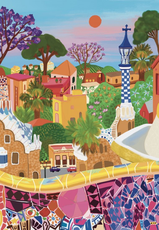 Puzzle de 1000 pièces du Parc Güell à Barcelone, Pieces & Peace.