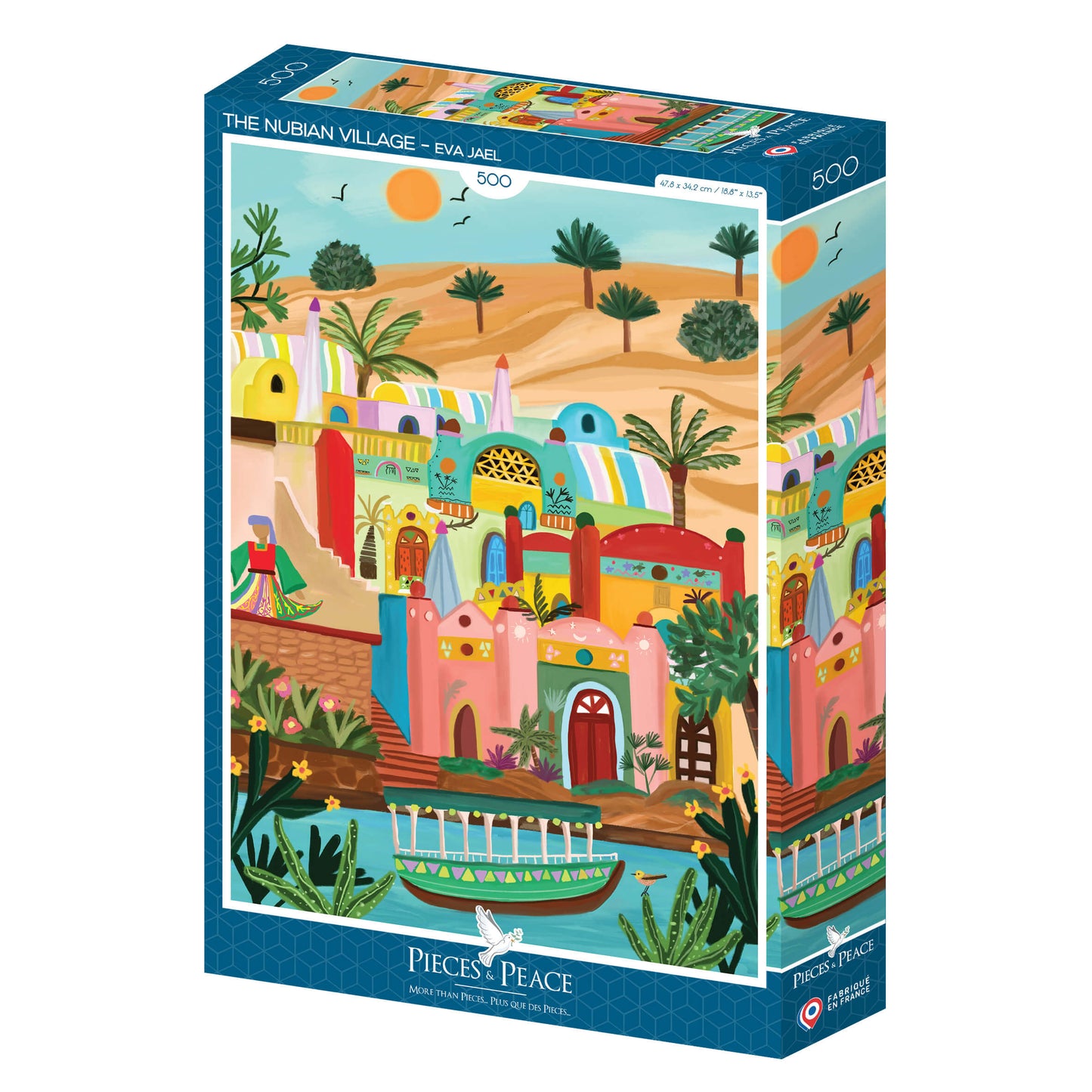 Puzzle de 500 pièces pour adultes, village Nubien en Afrique du nord, Pieces & Peace.