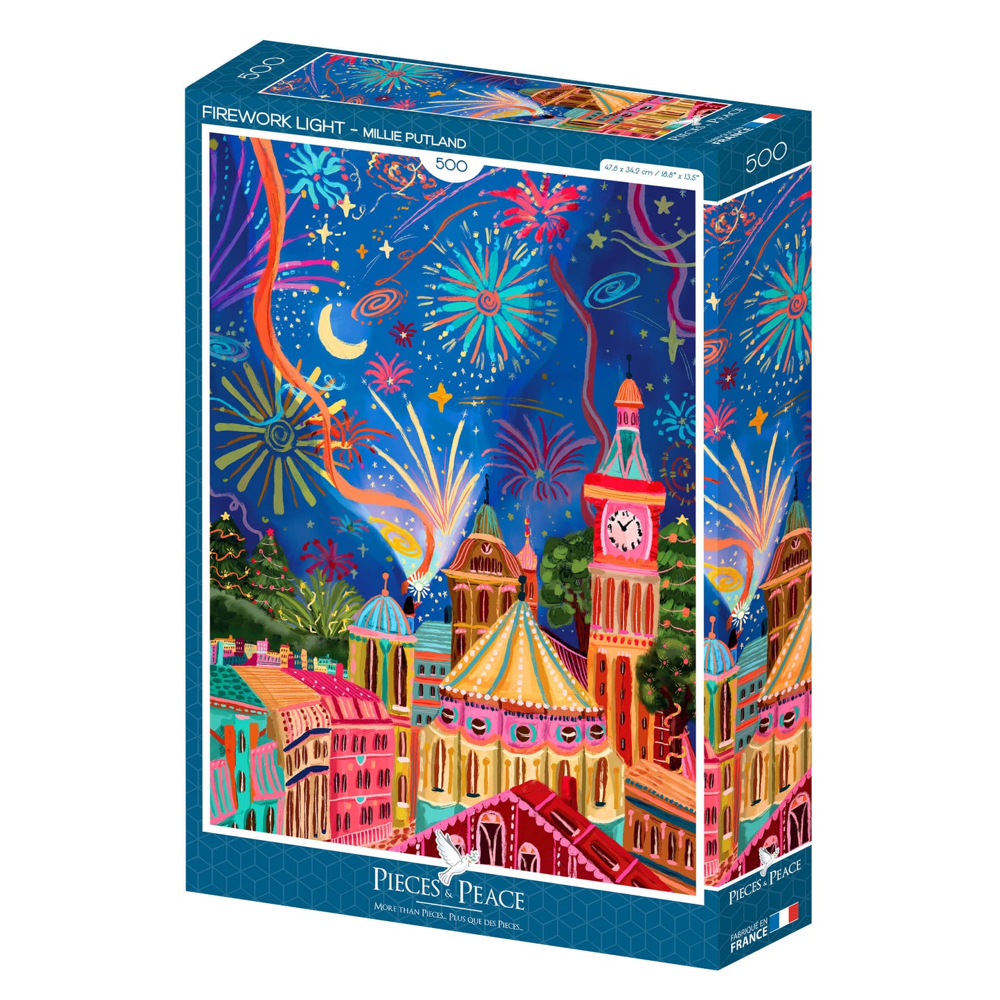 Puzzle pour adultes de 500 pièces, illustration de feux d'artifice, Pieces & Peace.