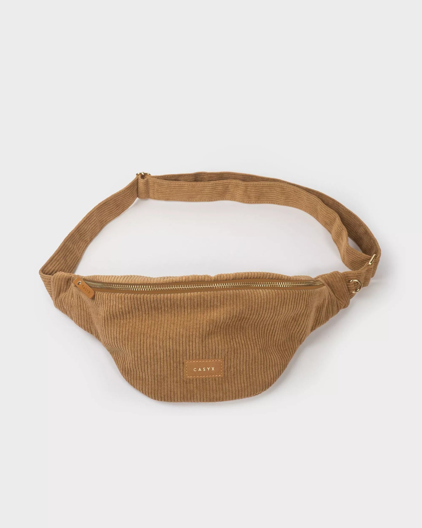 Sac banane en velours côtelé camel, Casyx.