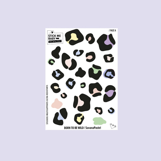 stickers décoratifs léopard colorés, fabriqués en France.