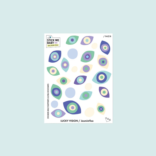 stickers décoratifs et colorés en forme d'œil, fabriqués en France.