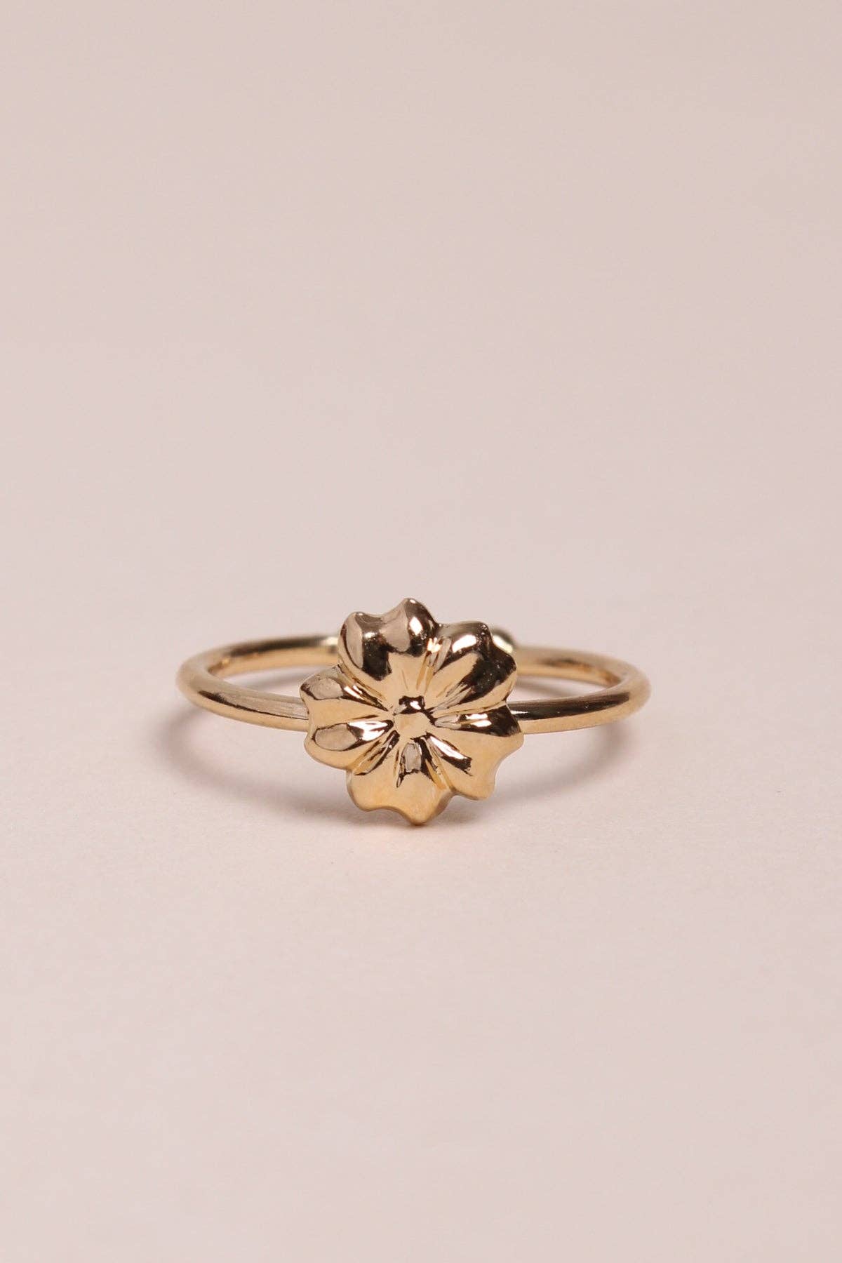 Bague avec une fleur en plaqué or, réglable, fabriquée en France Waekura