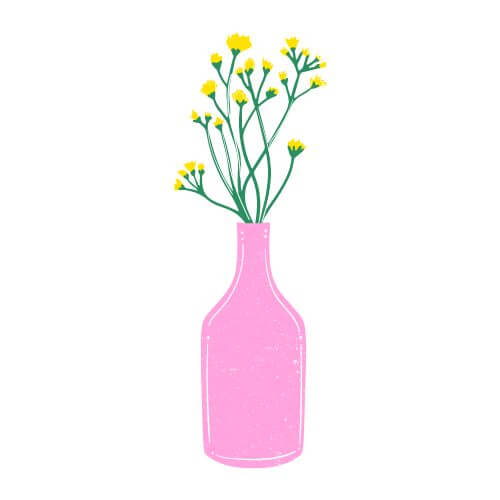 vase illustré en rose et vert, aux couleurs de My Pepitas