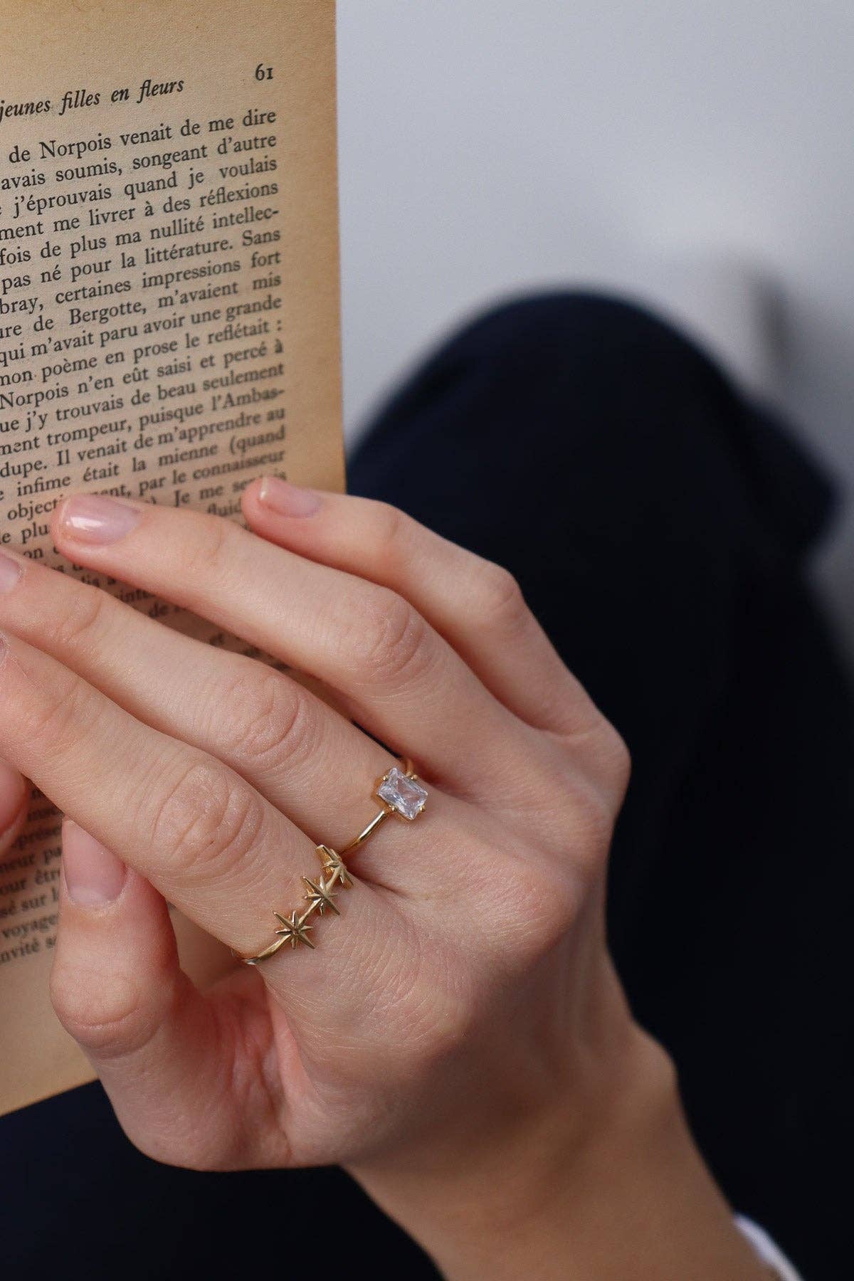 bague avec étoiles en plaqué or, réglable, fabriquée en France Waekura