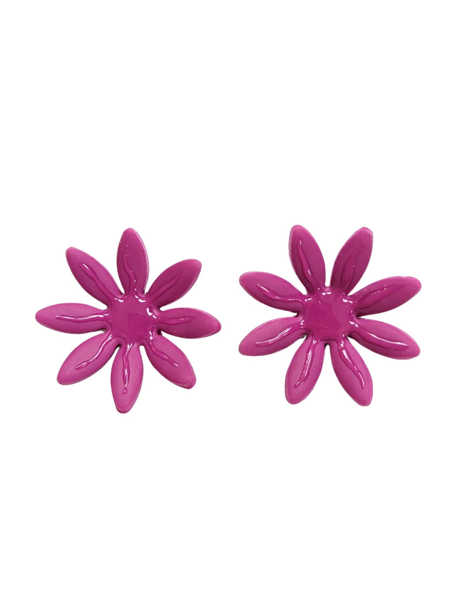 boucles d'oreilles violettes en forme de fleurs, Marguerite, artisanales et uniques, en pâte polymère, fabrication française