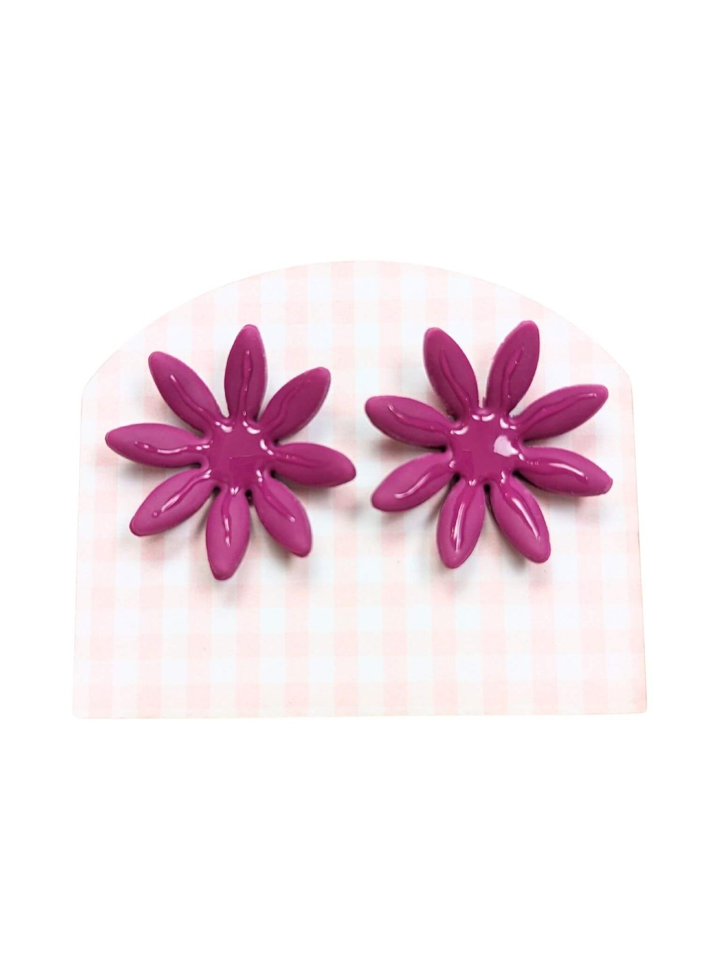 boucles d'oreilles violettes en forme de fleurs, Marguerite, artisanales et uniques, en pâte polymère, fabrication française