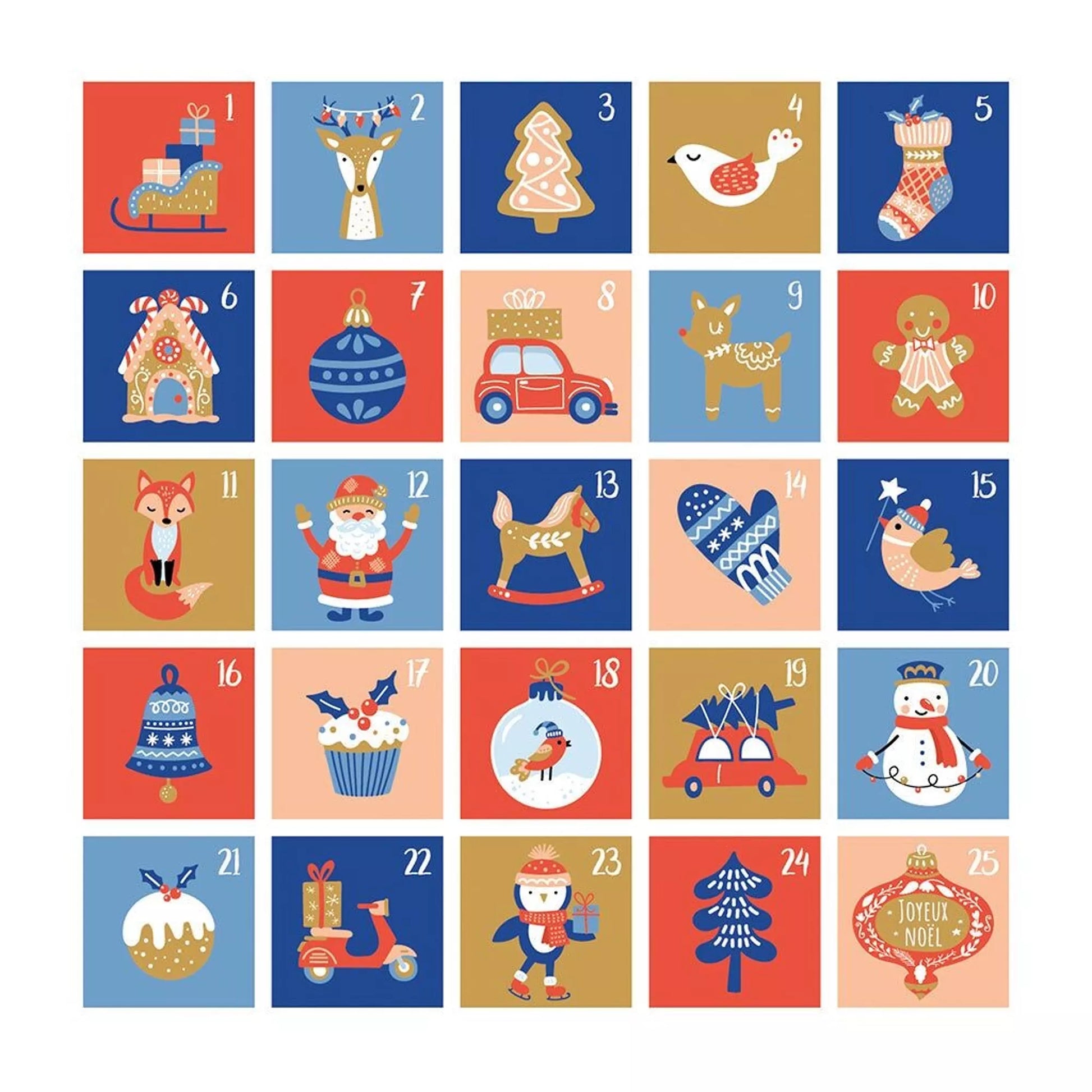 Calendrier de l'Avent à peindre, 25 illustrations de Noël.