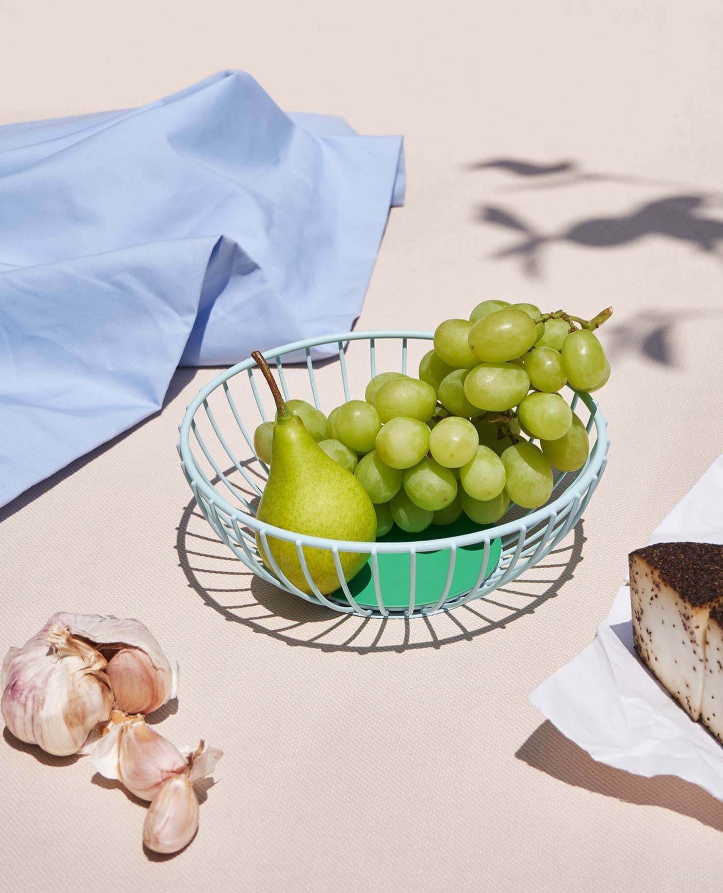 corbeille à fruits en métal bleue et verte octaevo