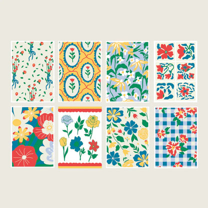 Kit peinture aux numéros avec huit illustrations, deux pinceaux et des pots de peinture, salut irène.