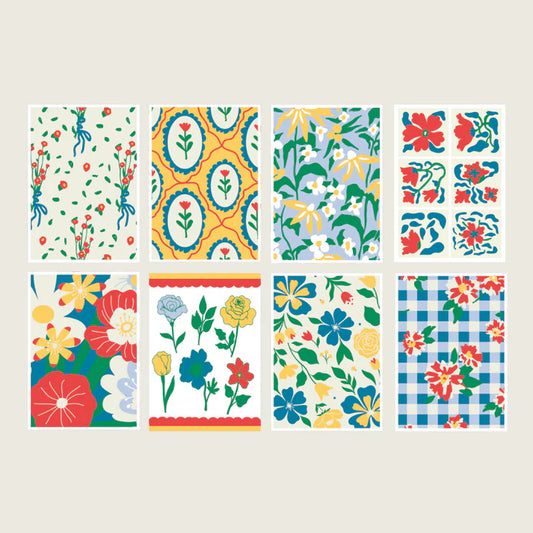 Kit peinture aux numéros avec huit illustrations, deux pinceaux et des pots de peinture, salut irène.