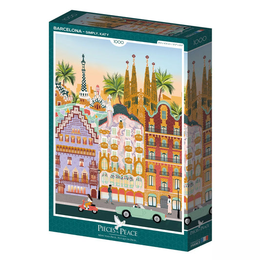 Puzzle Barcelone en Espagne coloré 1000 pièces, fabriqué en France