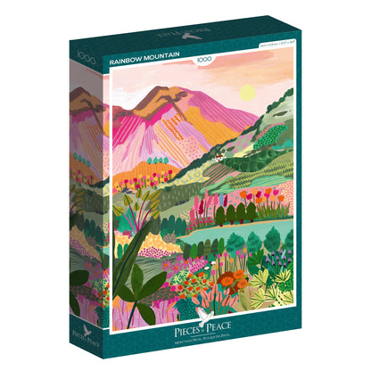 Puzzle montagne des sept couleurs Vinicunca Pérou, illustration colorée 1000 pièces, fabriqué en France