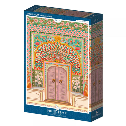 Puzzle porte Palais de Jaipur en Inde coloré 500 pièces, fabriqué en France