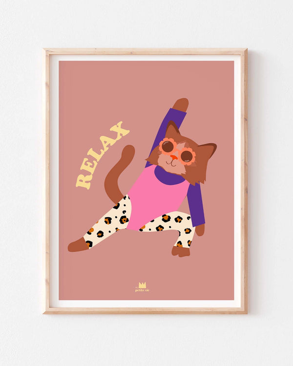 Affiche murale décorative avec un chat qui fait du sport.