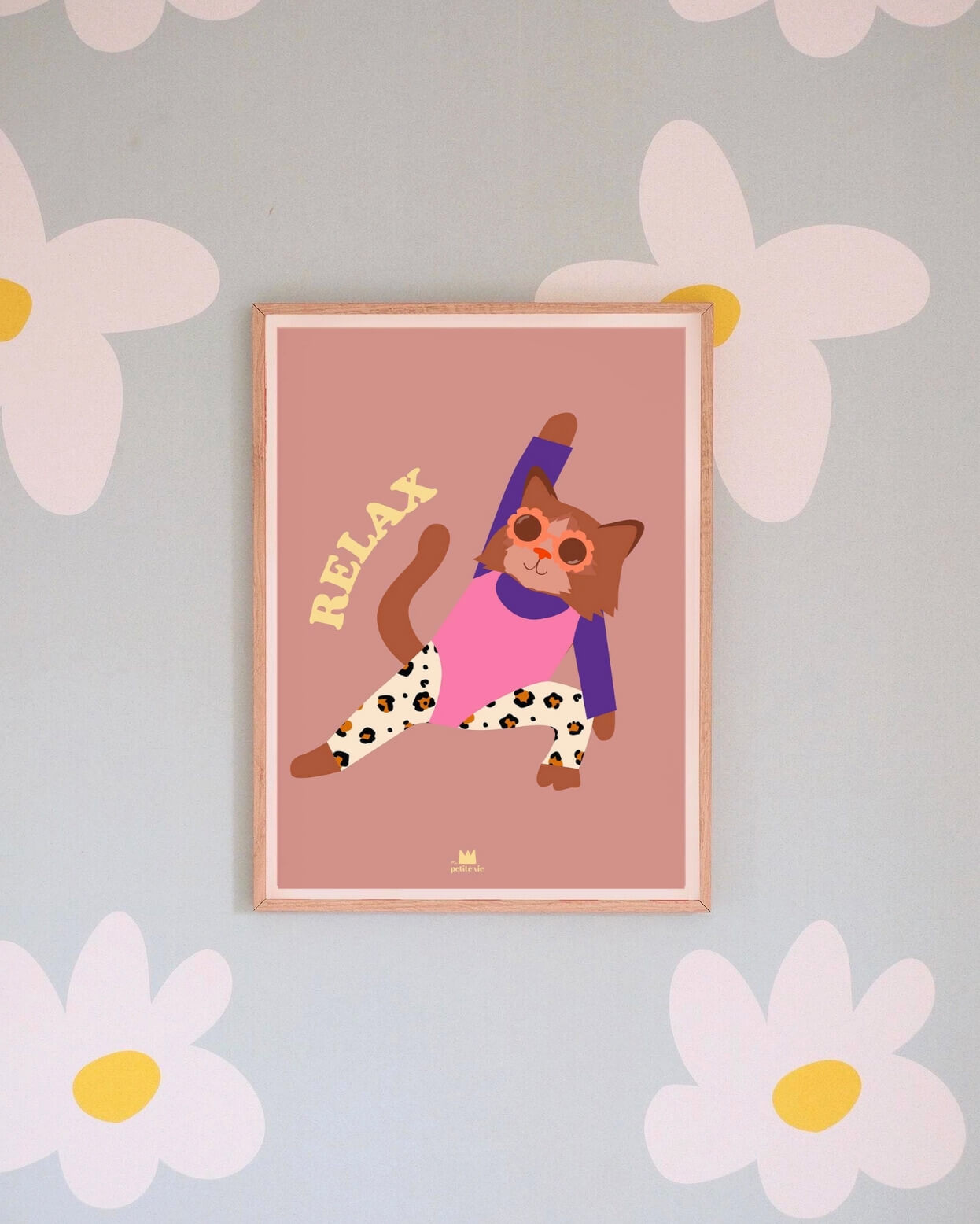 Affiche murale décorative avec un chat qui fait du sport.