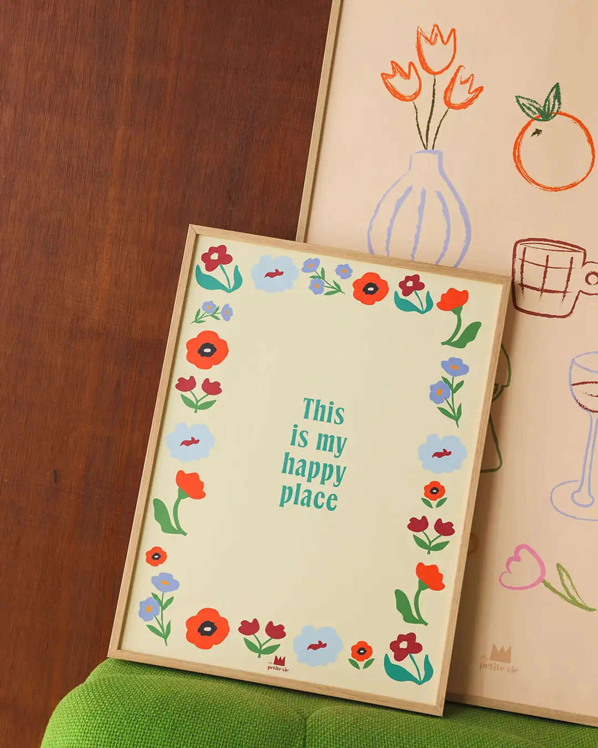 Affiche murale 30 x 40 cm avec des fleurs, this is my happy place, Ma Petite Vie.