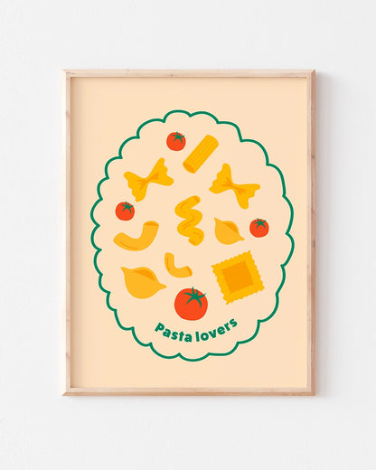 Affiche murale pour la cuisine, avec des pâtes.