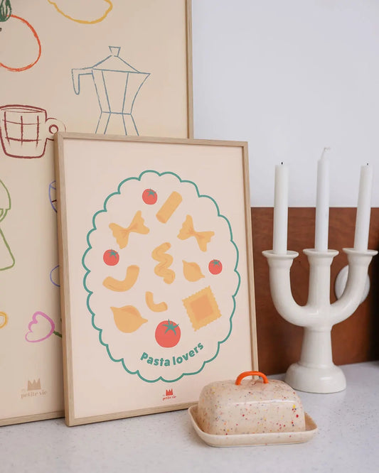 Affiche murale pour la cuisine, avec des pâtes.