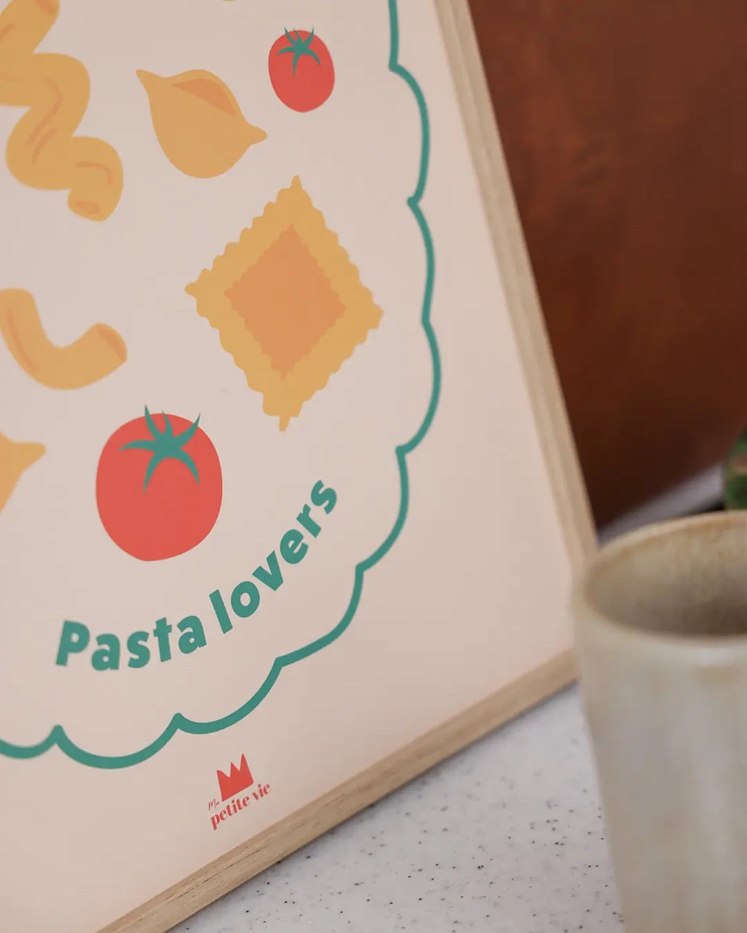 Affiche murale pour la cuisine, avec des pâtes.