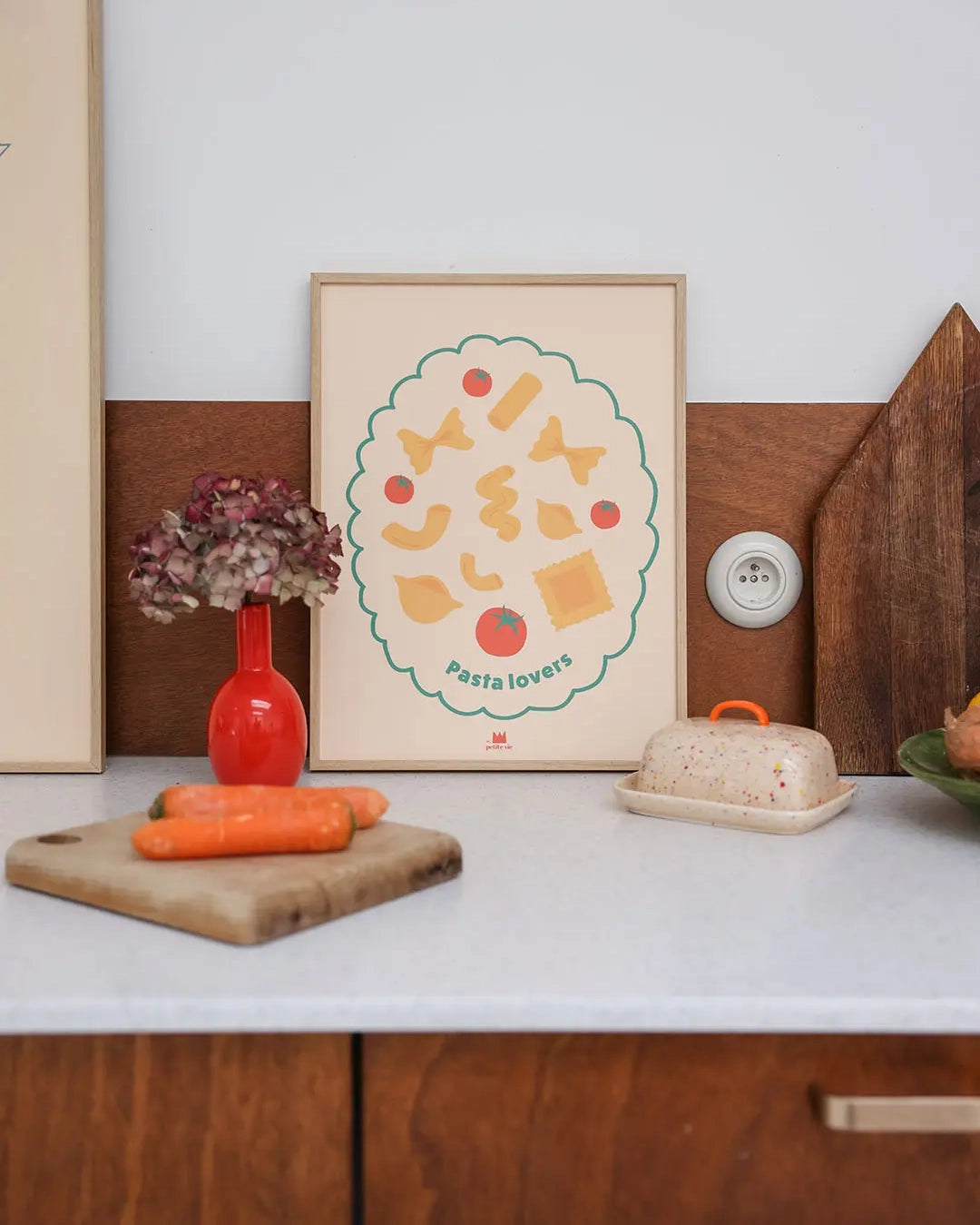 Affiche murale pour la cuisine, avec des pâtes.