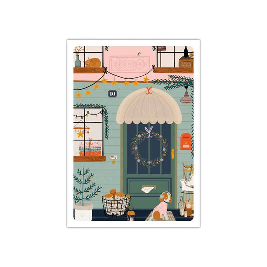 Affiche de Noël d'une maison de campagne décorée, Maison Joliette.
