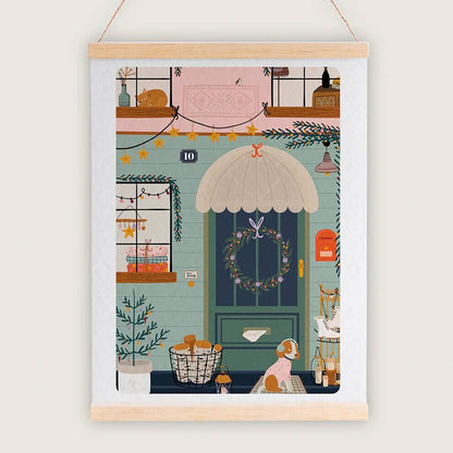 Affiche de Noël d'une maison de campagne décorée, Maison Joliette.