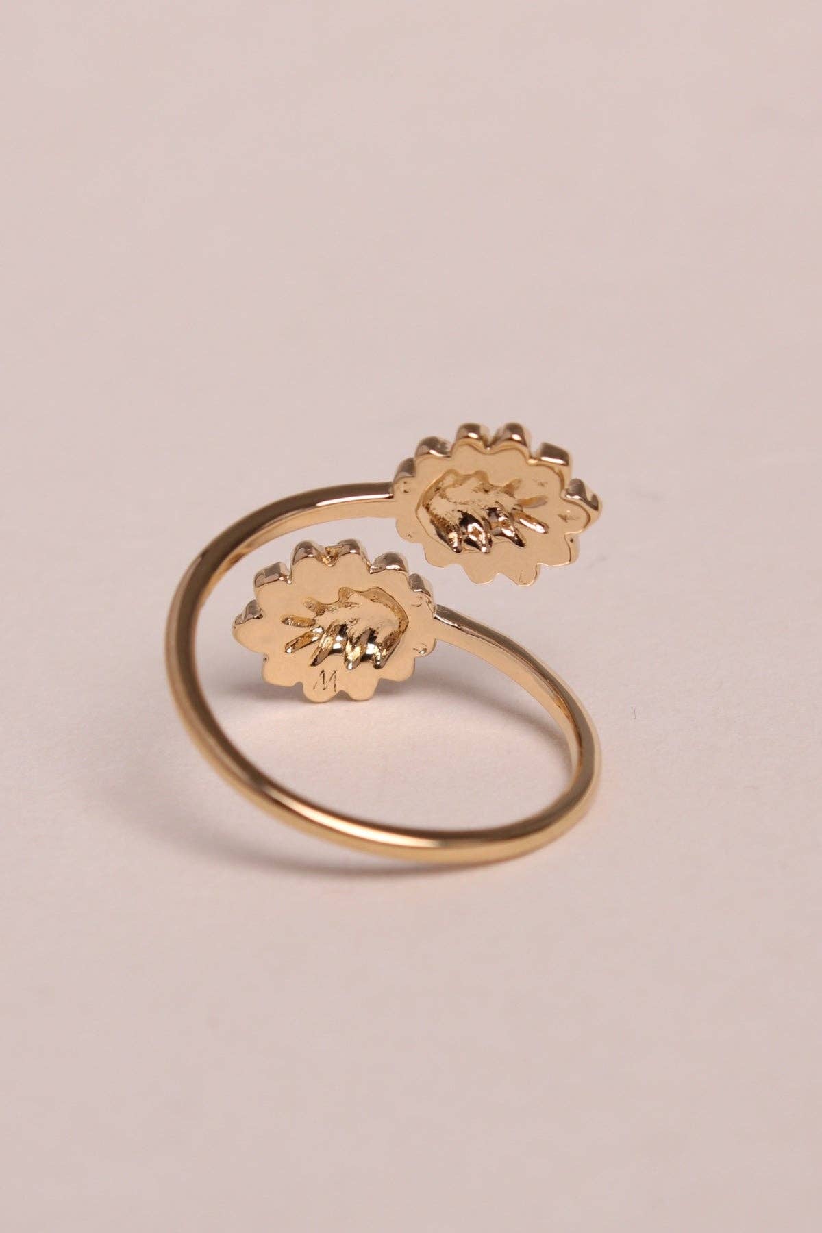 Bague avec feuilles en plaqué or, réglable, fabriquée en France Waekura