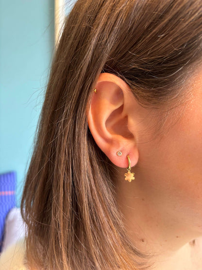 boucles d'oreilles créoles fleur acier inoxydable 