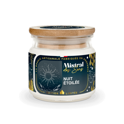 Bougie parfumée au patchouli, vanille et ambre, fabriquée en Provence.