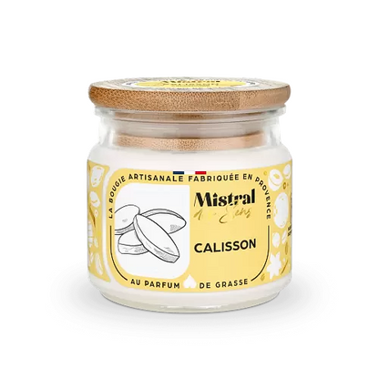 Bougie artisanale parfumée gourmande calisson, fabriquée en Provence