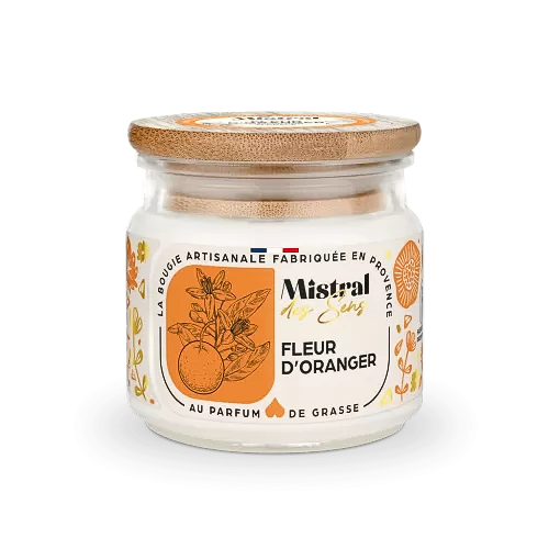 Bougie parfumée et artisanale fleur d'oranger, senteur relaxante.