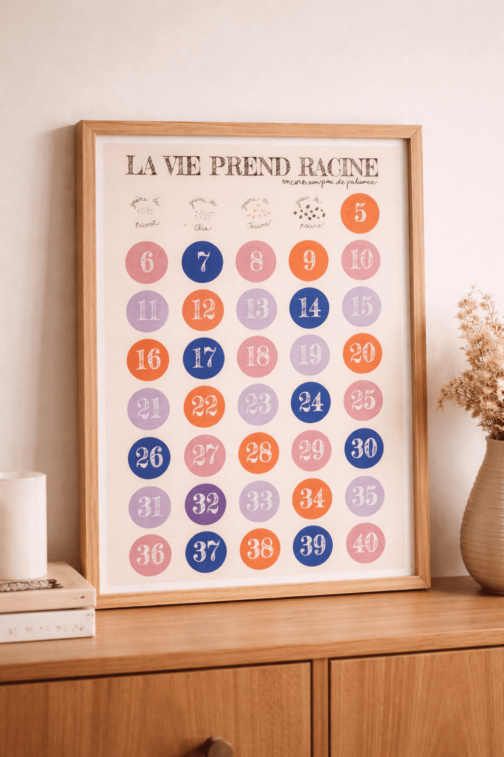 Calendrier de grossesse, pour suivre l'évolution de bébé avec des fruits et légumes.