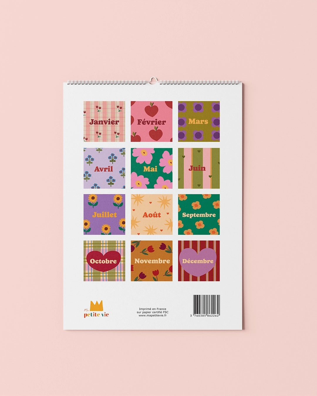 Calendrier d'anniversaires mural, dos.