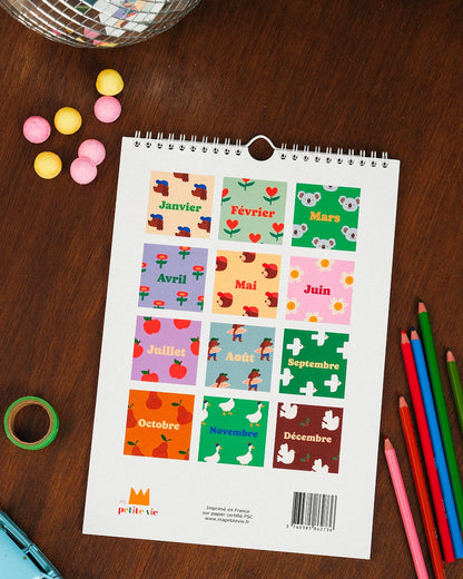 Calendrier des anniversaire mural, dos.