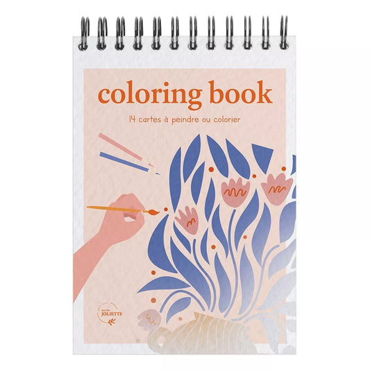 Carnet de coloriages pour adultes avec des fleurs colorées.