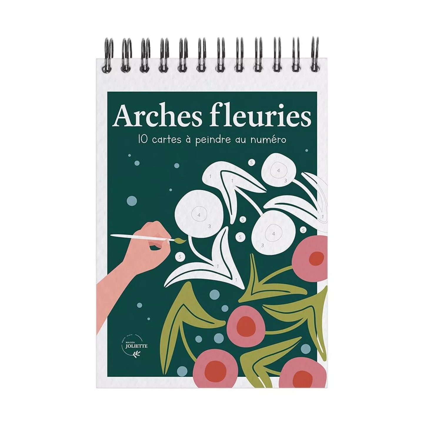Carnet de peinture aux numéros avec des arches fleuries.
