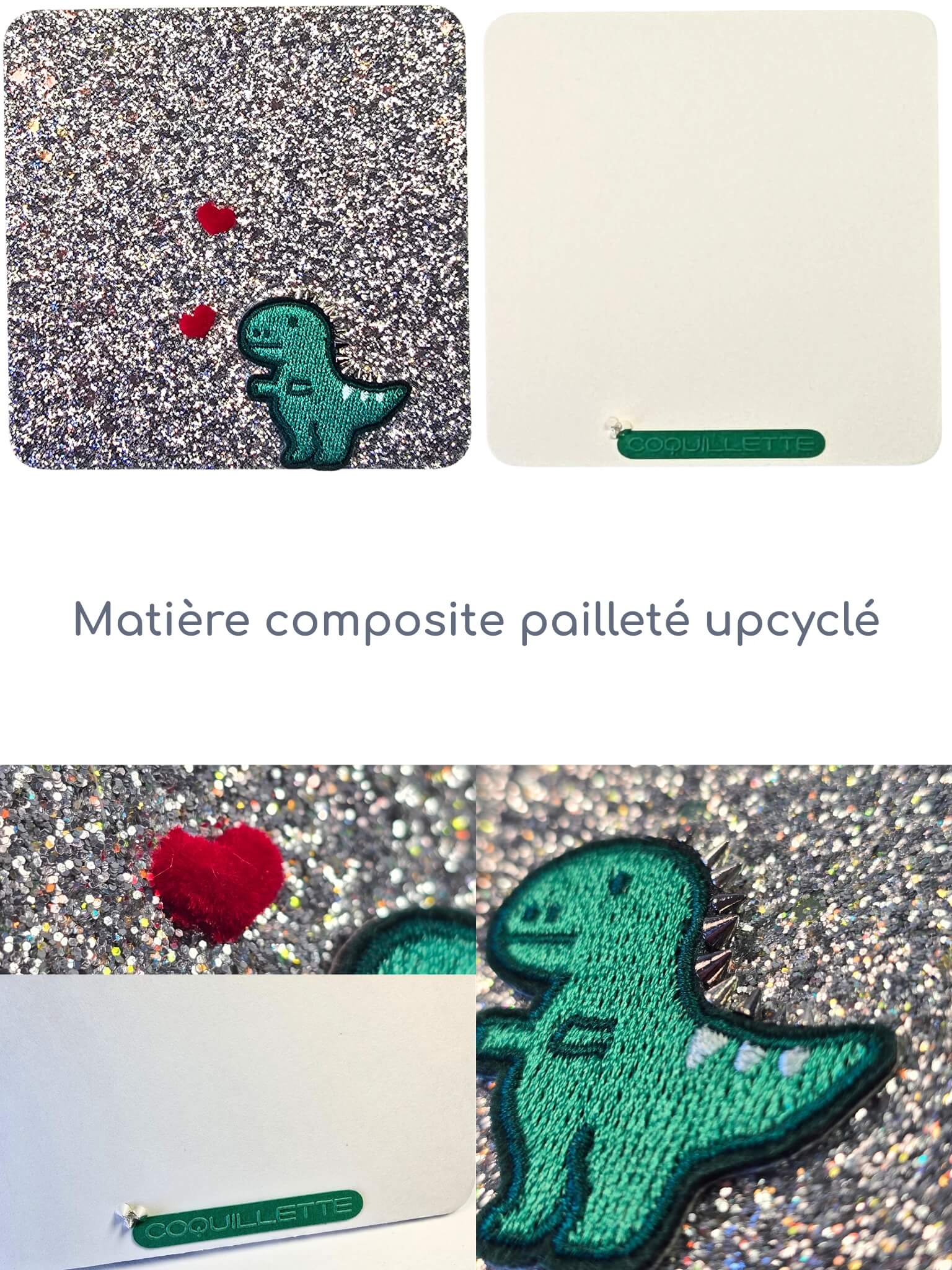 Carte à offrir originale et artisanale, avec un dinosaure et des cœurs. Carte d'anniversaire originale.