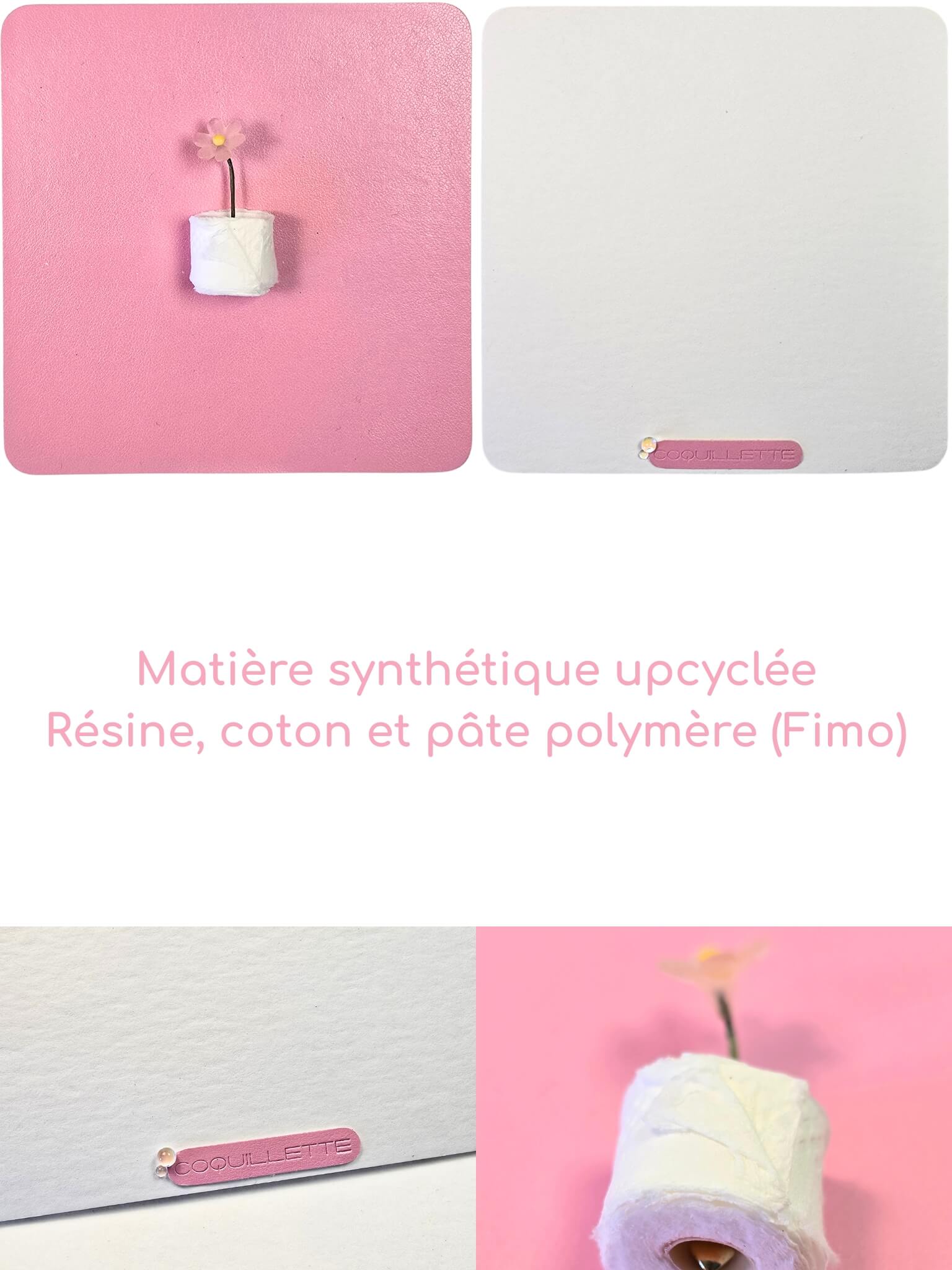 Carte à offrir originale et artisanale, avec un rouleau de papier toilette et une fleur. Carte d'anniversaire drôle.