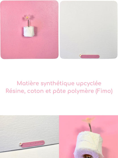 Carte à offrir originale et artisanale, avec un rouleau de papier toilette et une fleur. Carte d'anniversaire drôle.