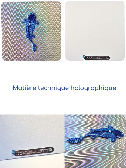 Carte à offrir originale et artisanale, avec un poisson carpe. Carte d'anniversaire originale.